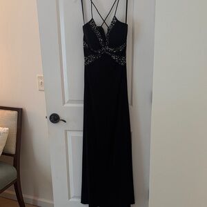 Elegant Black Strappy Gown